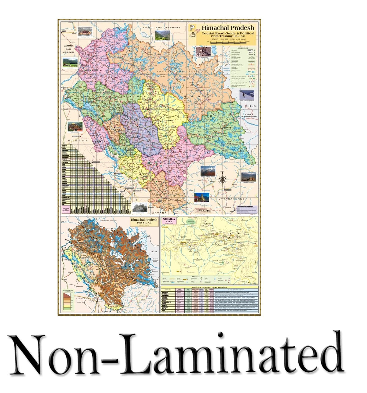 HIMACHAL PRADESH MAP size : 100x70 centimeter (40"x28" inch) With Fact & Figure District Area, Population, Density, Literacy, Places of Tourist Interest Etc.