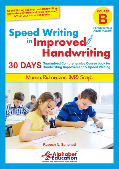 MR script and Hindi writing Combo - Speed writing in improved handwriting - Book B (For age 9+ years) - 30 Days comprehensive Handwriting practice book for speed writing and handwriting improvement