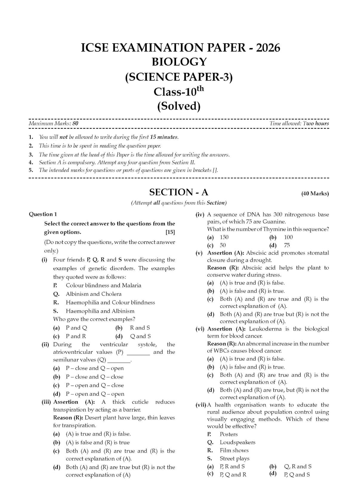 Oswaal Class 10 ICSE Question Bank Biology (2017-2026) | For 2027 Exam Chapter-wise & Topic-wise with Competency Based Questions | Includes 2026 Paper - fully solved | Self-Assessment Papers