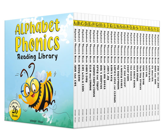 Alphabet Phonics – Reading Library for Children (Boxset of 26 Books): A–Z Phonics Readers with Sight Words, Rhymes & Fun Stories | Early Reading Box Set for Kids Learning to Read | Ages 3–6 Years