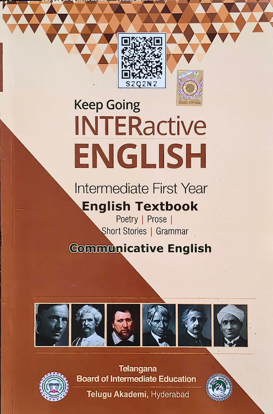 Telugu Akademi Intermediate Education Keep Going INTERactive English Textbook, First Year, Poetry, Prose, Short Stories, Grammar
