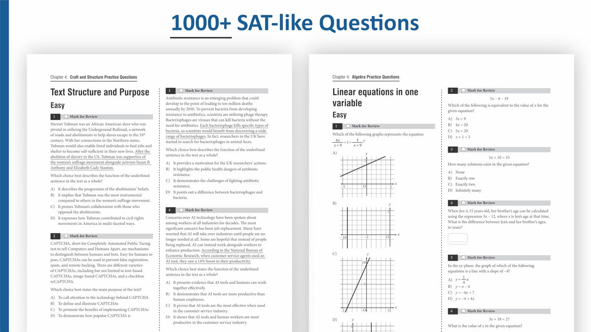 Digital SAT Complete Prep: Reading & Writing + Math with 1000+ Practice Questions, Full-Length Tests, and Detailed Explanations (Set of 2 books)