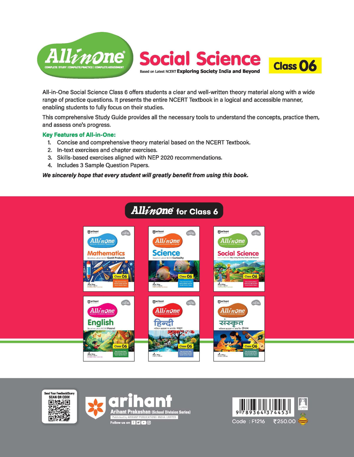 Arihant All in One Social Science for Class 6 | As per Recommendations of NEP 2020 | Based on the latest NCERT Exploring Society India and Beyond | ... Study, Complete Practice, Complete Assessment