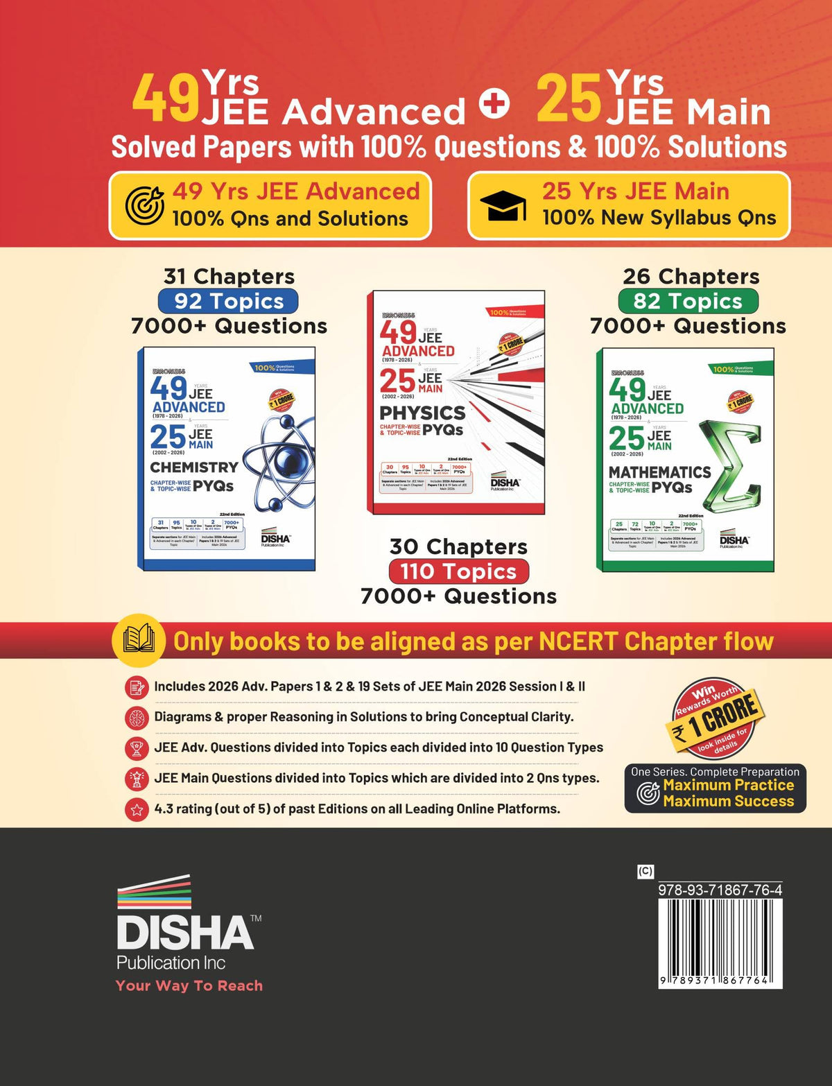 Disha Errorless 49 Years JEE Advanced (1978 - 2026) & 25 Year JEE Main (2002 - 2026) PHYSICS Chapter-wise & Topic-wise PYQs 22nd Edition | Solved Papers Question Bank in NCERT Flow for JEE 2027