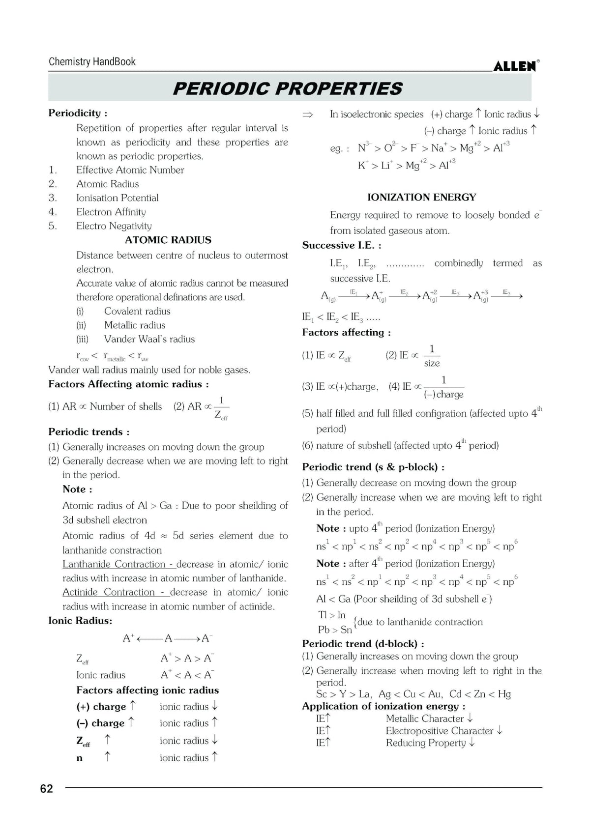 ALLEN Chemistry Handbook For IIT-JEE Exam (English)
