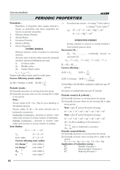 ALLEN Chemistry Handbook For IIT-JEE Exam (English)