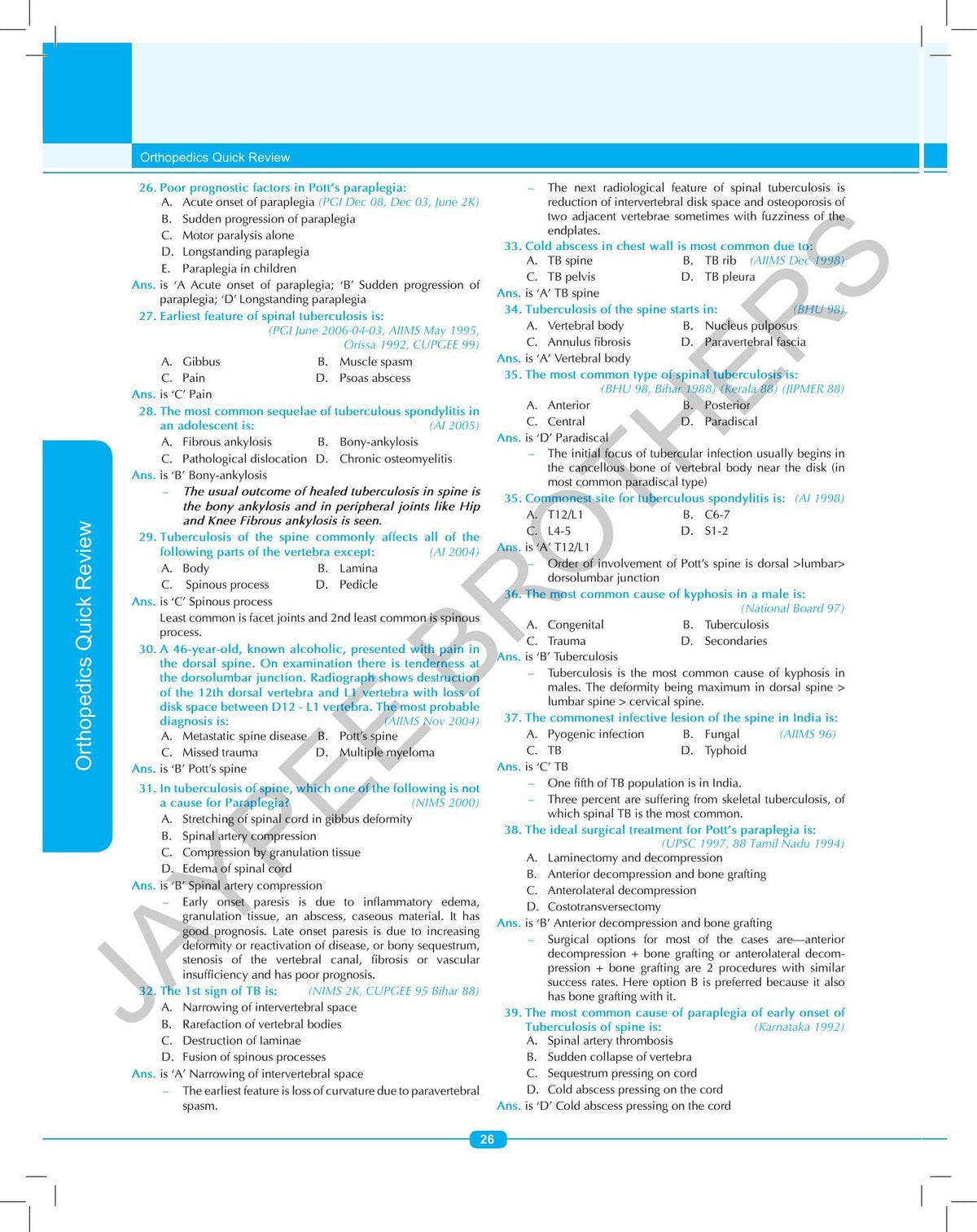Orthopedics Quick Review (OPQR)