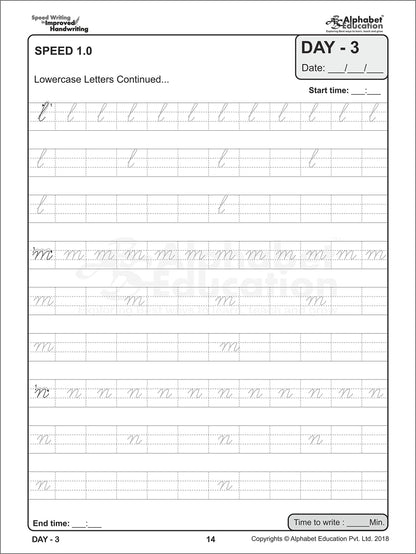 Speed Writing In Improved Handwriting - Cursive writing - Book A (For Age 6-9 Years) - Cursive handwriting practice book