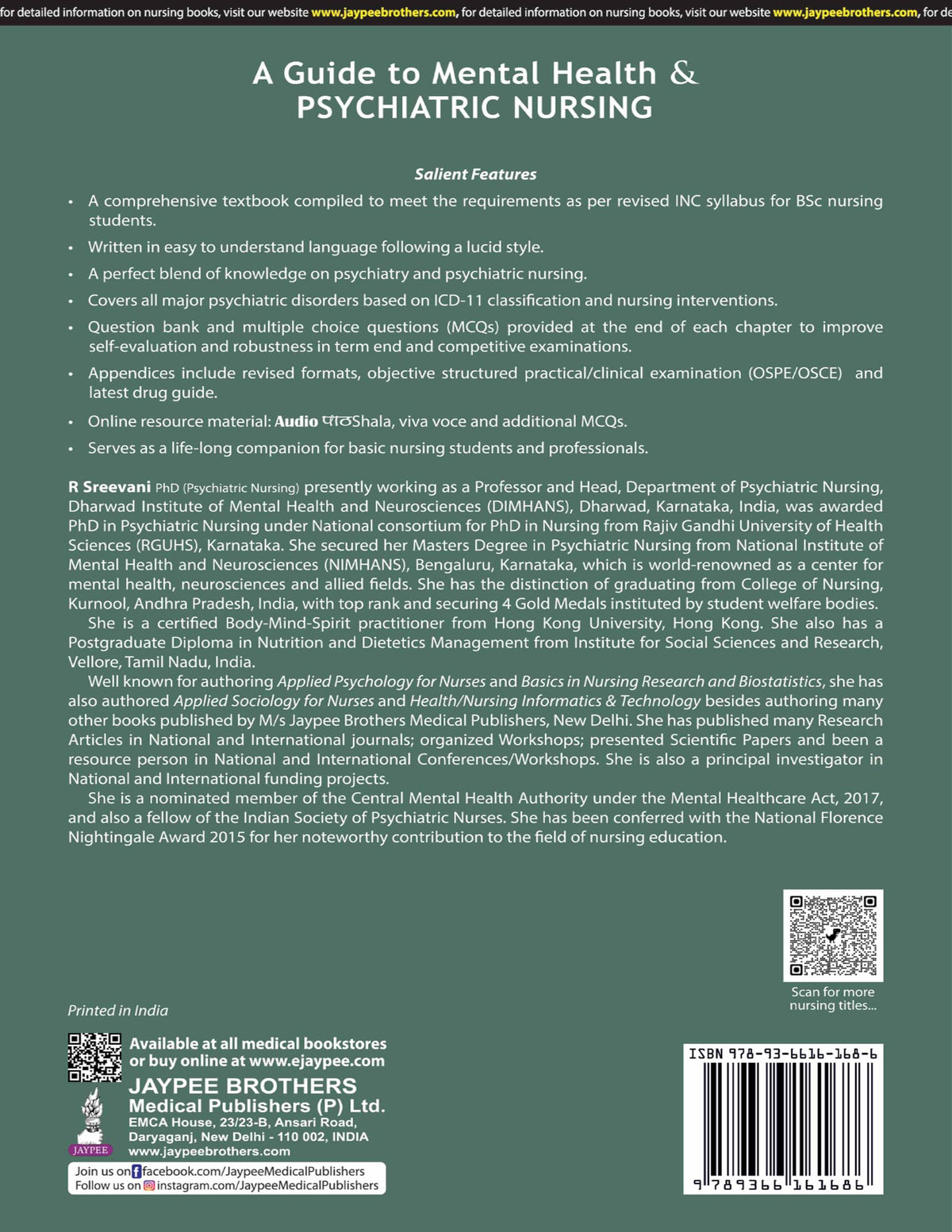 A Guide to Mental Health & Psychiatric Nursing, 6/E for BSc Nursing 5th & 6th Semester Students | ICD-11 Classification, Chapter-End MCQs, OSPE/OSCE Appendix & Latest Drug Guide: Semester V & VI: 1