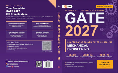 GATE ME 2027 : Mechanical Engineering Chapter-wise Previous Year Solved Papers (2000–2026) | Includes 2026-2024 Latest Solved Papers | 2500+ MCQs, NTQs & MSQs | GATE ME Chapterwise Question Bank