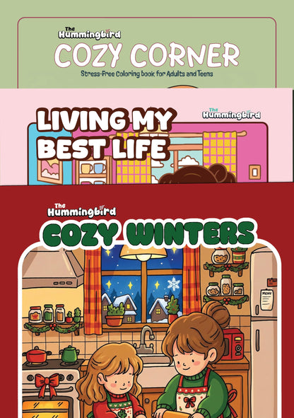 Cozy Colouring Book Bundle for Adults – 3 Relaxing Colouring Books: Cozy Corner, Cozy Winter & Living My Best Life | Mindfulness, Stress Relief, Calm, Self-Care & Creative Me-Time (Cozy Series)