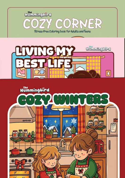 Cozy Colouring Book Bundle for Adults – 3 Relaxing Colouring Books: Cozy Corner, Cozy Winter & Living My Best Life | Mindfulness, Stress Relief, Calm, Self-Care & Creative Me-Time (Cozy Series)