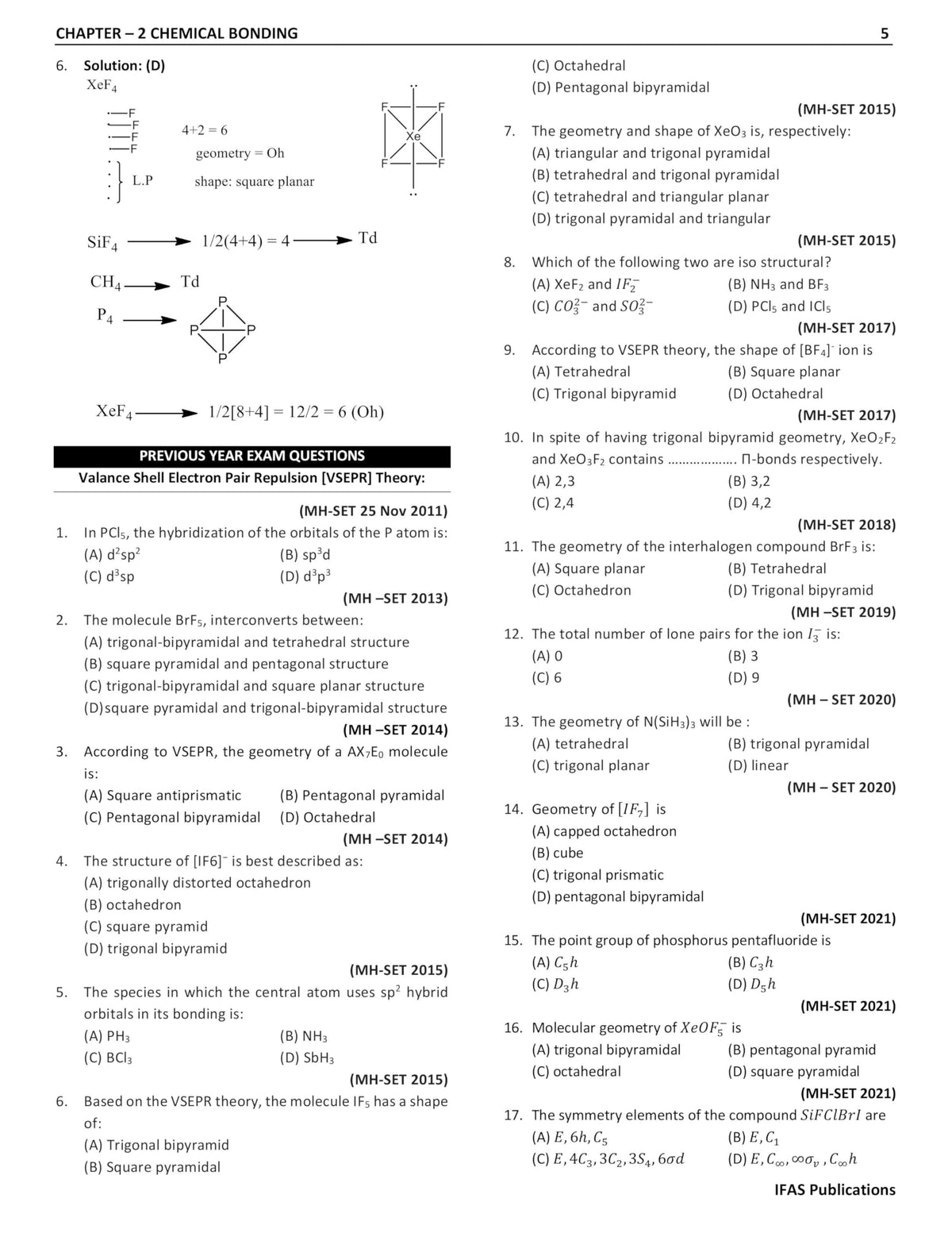 MH SET Chemistry Book 2026 | Previous Year Solved Papers (2011- 2025) with Detailed Solutions | Best Seller Chemical Science PYQ Book for Maharashtra SET Chemistry Exam | IFAS Publications