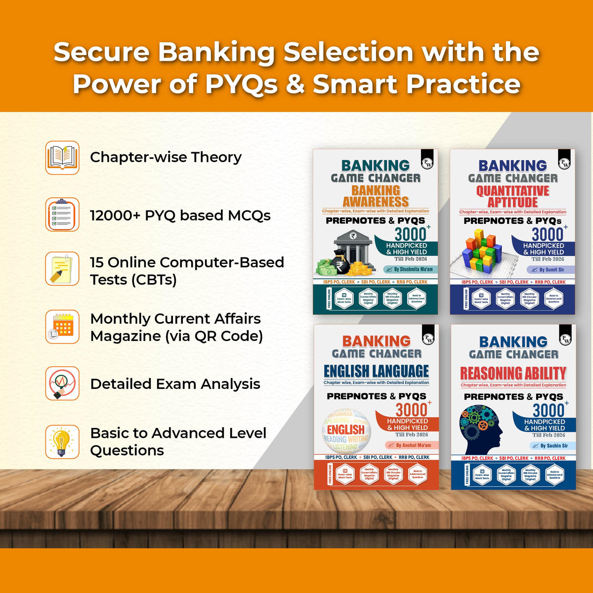 PW Banking Game Changer English Language, Banking Awareness, Reasoning Ability, Quantitative Aptitude Combo Set of 4 Books For 2026-27 Exams | Prepnotes & 12000+ PYQs