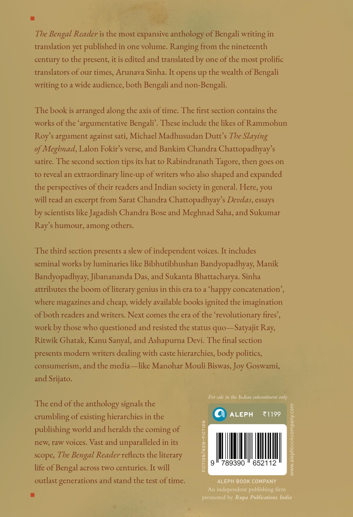 THE BENGAL READER: The Finest Fiction, Non-Fiction, Poetry, and Plays from the Bengali