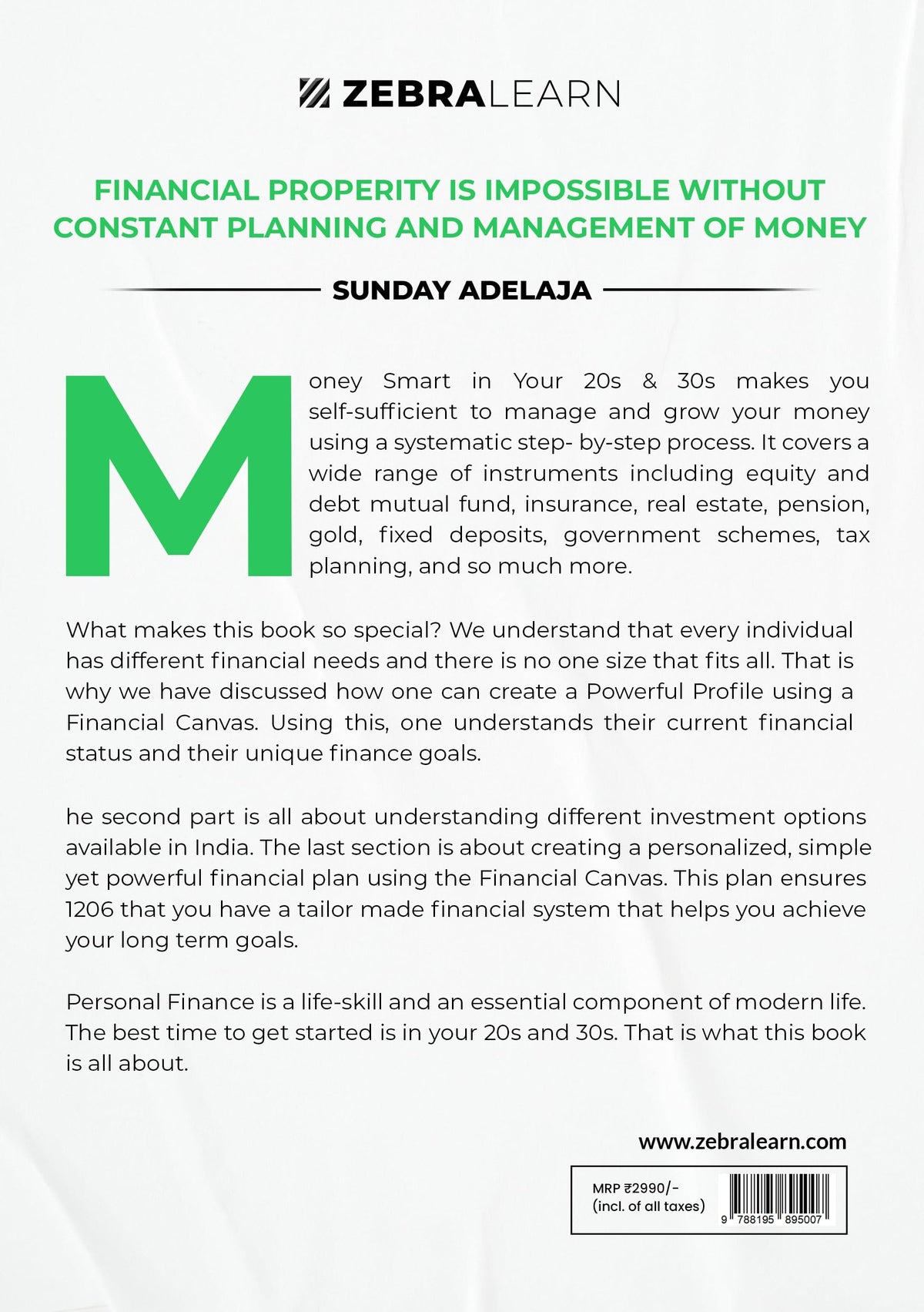 Money Smart in Your 20s & 30s - Beginners' Handbook for Financial Fitness in India | Investing, Mutual Funds, Tax Planning, Retirement Planning, Insurances, Stocks | Zebralearn Books