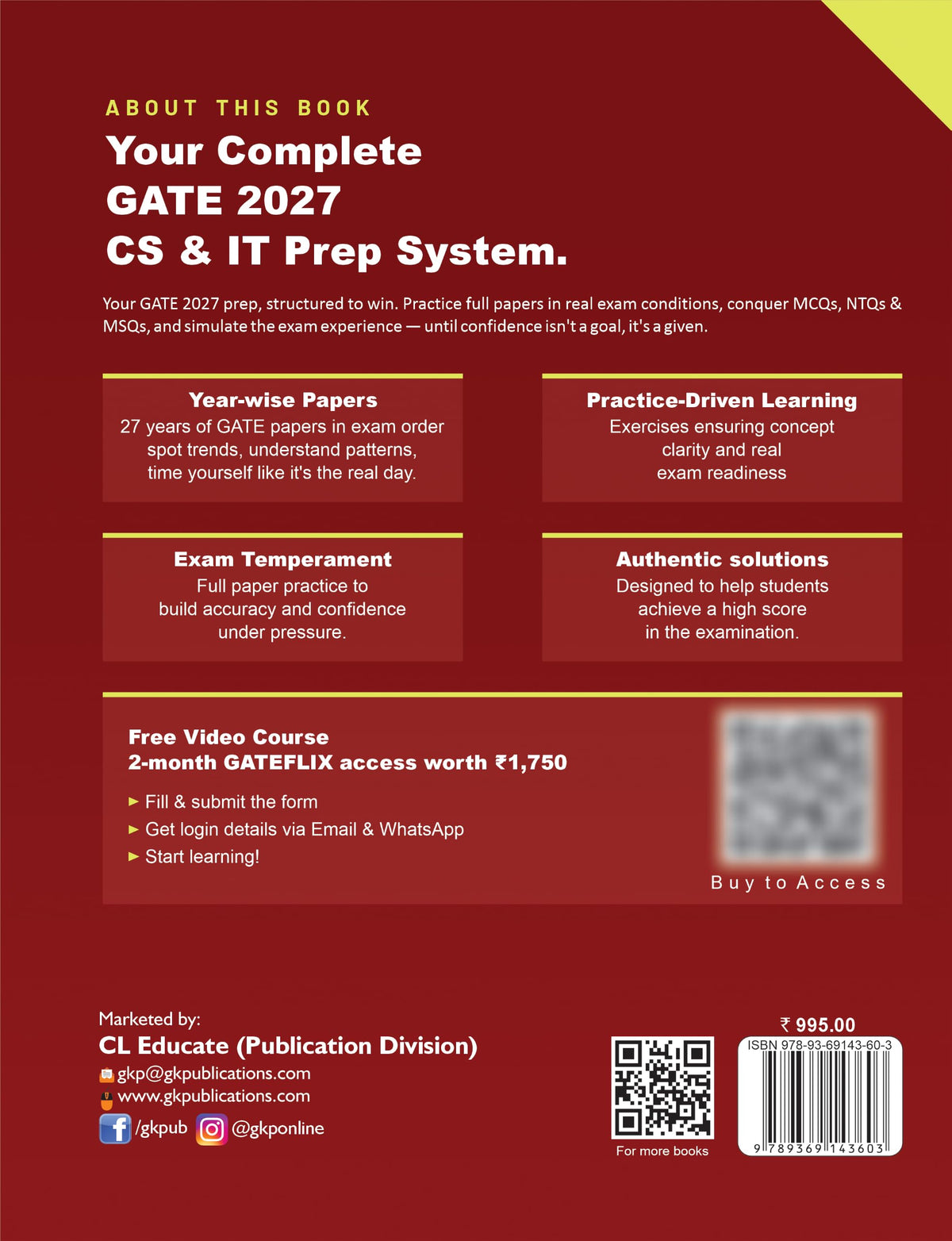 GATE 2027 Computer Science & Information Technology | Year-wise Previous Year Solved Papers (2000–2026) | 27 Years PYQ with Detailed Solutions | MCQs, NTQs & MSQs | GATE CS IT Yearwise Question Bank
