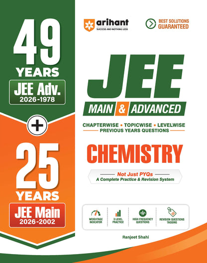 Arihant 49 Years JEE Advanced (1978–2026) & 25 Years JEE Main (2002–2026) Chemistry PYQ Book | Chapterwise, Topicwise & Levelwise Previous Year Questions | 3-Level Practice, High Frequency Questions