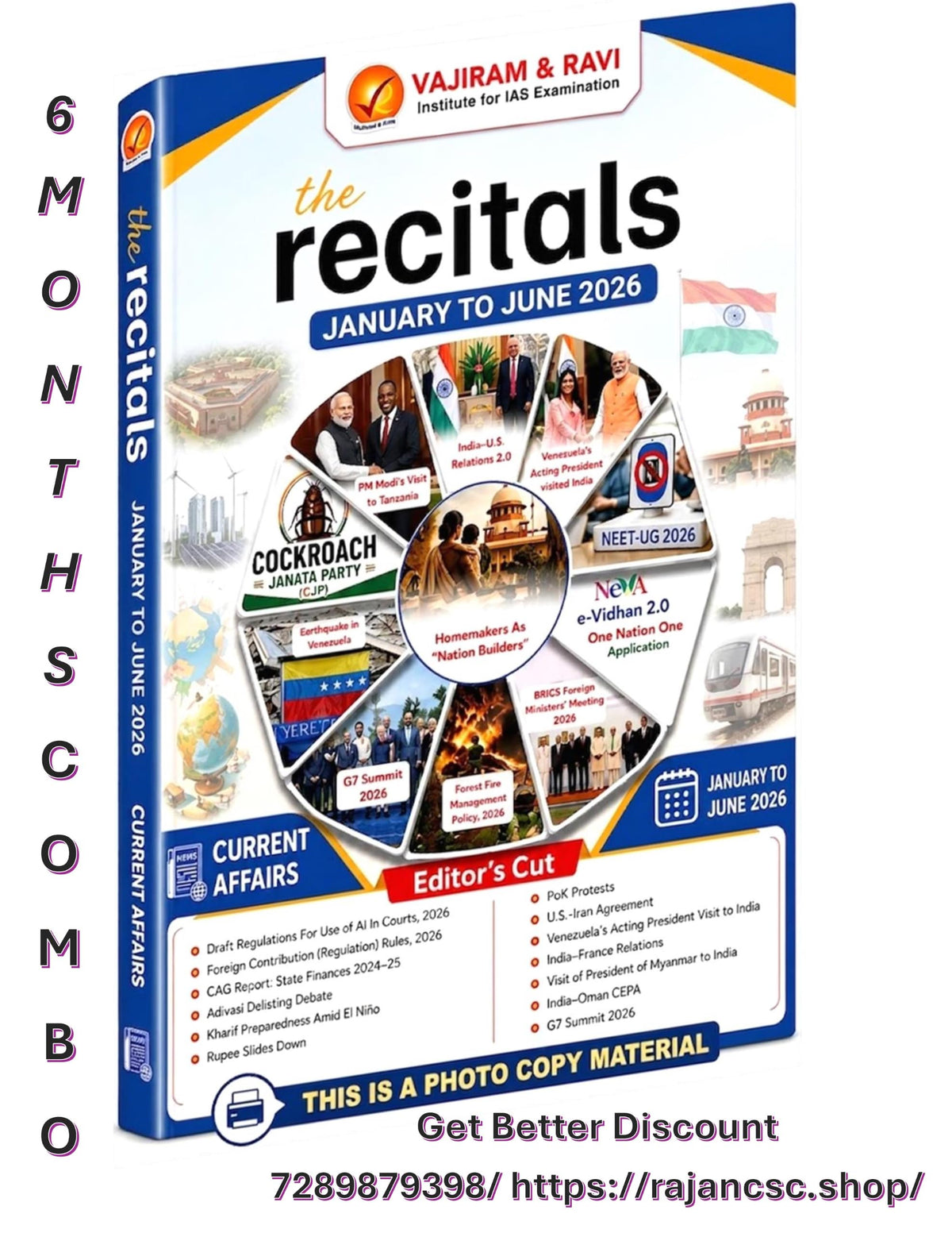 Vajiram & Ravi 'The Recitals' 6 Months Combo (Jan to June 2026) | Monthly Current Affairs with Editor's Cut for UPSC Civil Services Exam [Photocopy Material]