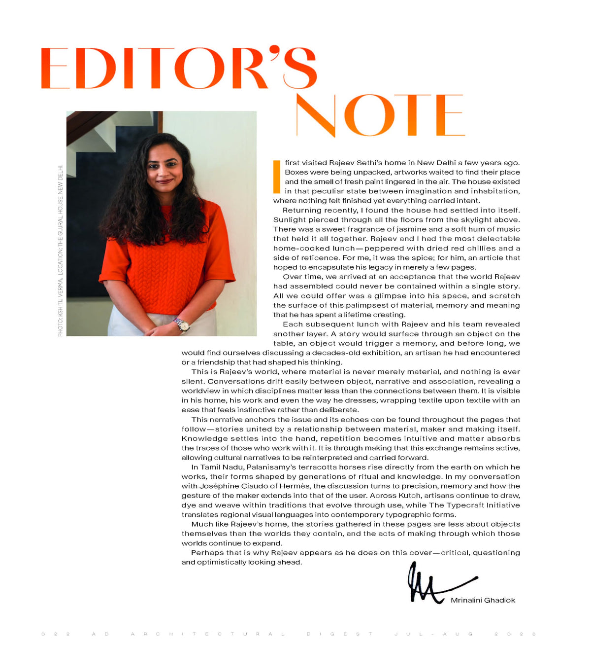 AD Architectural Digest India - July - August 2026 - Rajeev Sethi - The Architecture of Craft Memory