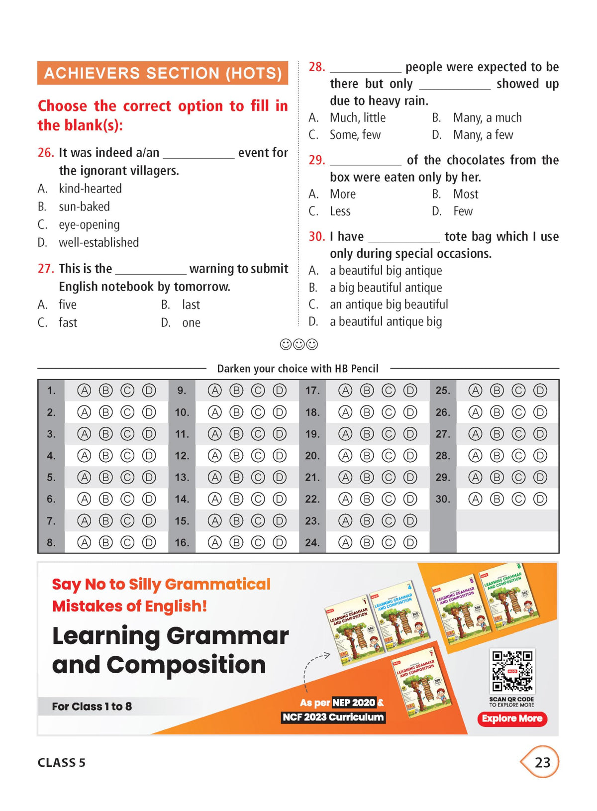 MTG International English Olympiad (IEO) Workbook Class 5 - Chapter-wise MCQs with Achievers Section - SOF Olympiad Books For 2026-27 Exam