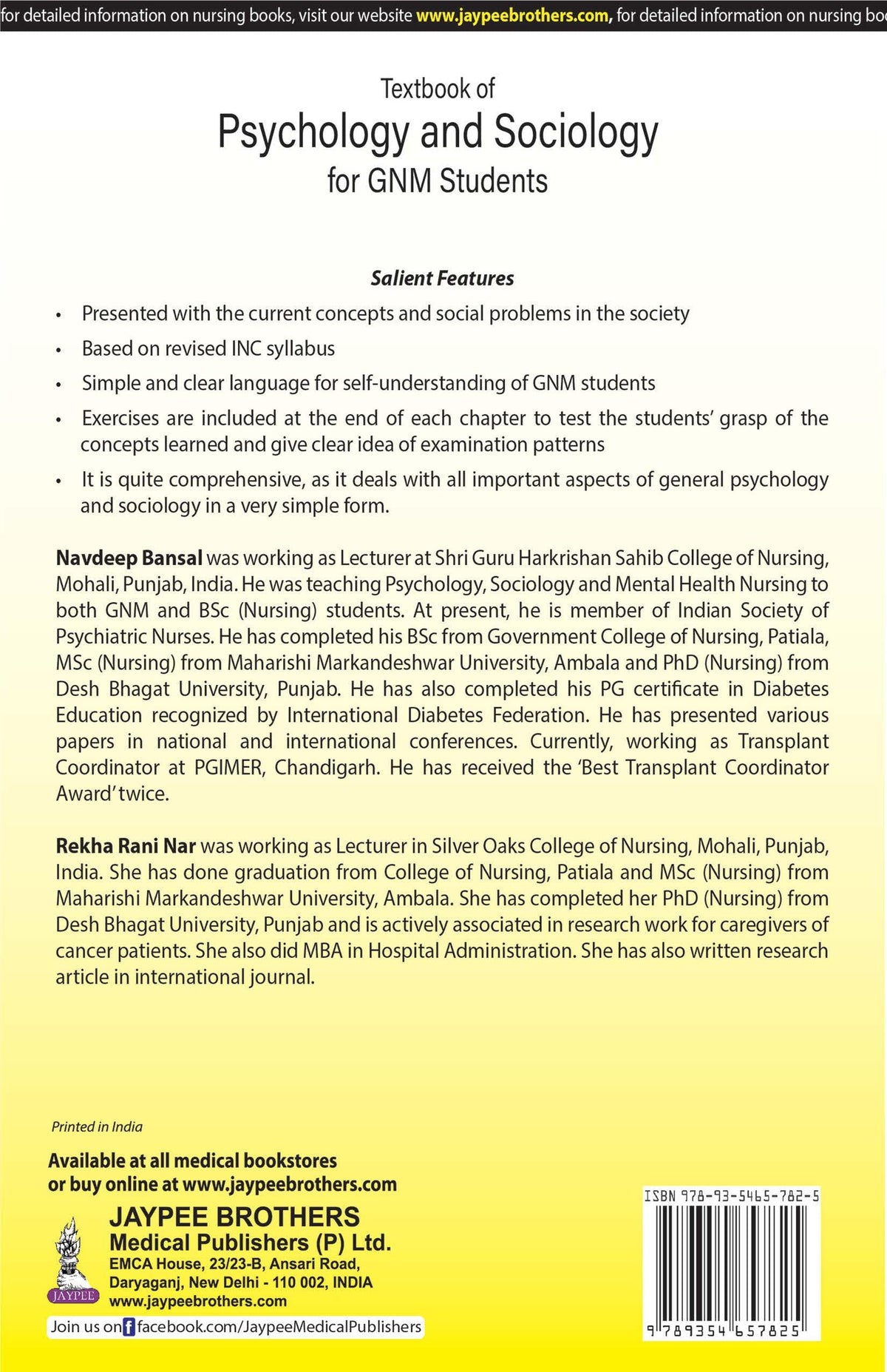 Textbook of Psychology & Sociology for GNM Students, 3/E | Covers Human Behavior, Personality, Learning, Intelligence, Family, Society, Community and Social Problems with Chapter-End Exercises