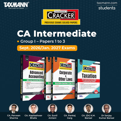 Taxmann's CRACKER COMBO for CA Inter | Sept. 2026/Jan. 2027 Exams | Group I – Papers 1 to 3 | CRACKER Series | Advanced Accounts, Law, and Tax | June 2026 Edition | Set of 3 Books