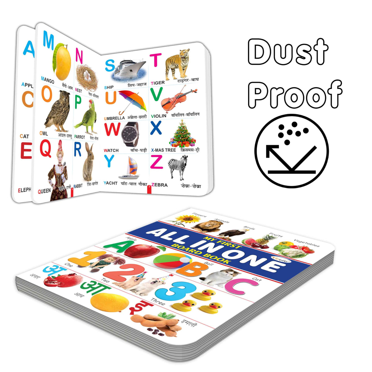 MY FIRST ALL IN ONE BOARD BOOK (Waterproof, Dust-Resistant, Big Fonts, Hard Laminated, Realistic Pictures, Tear Resistent) | Gift Set For Kids