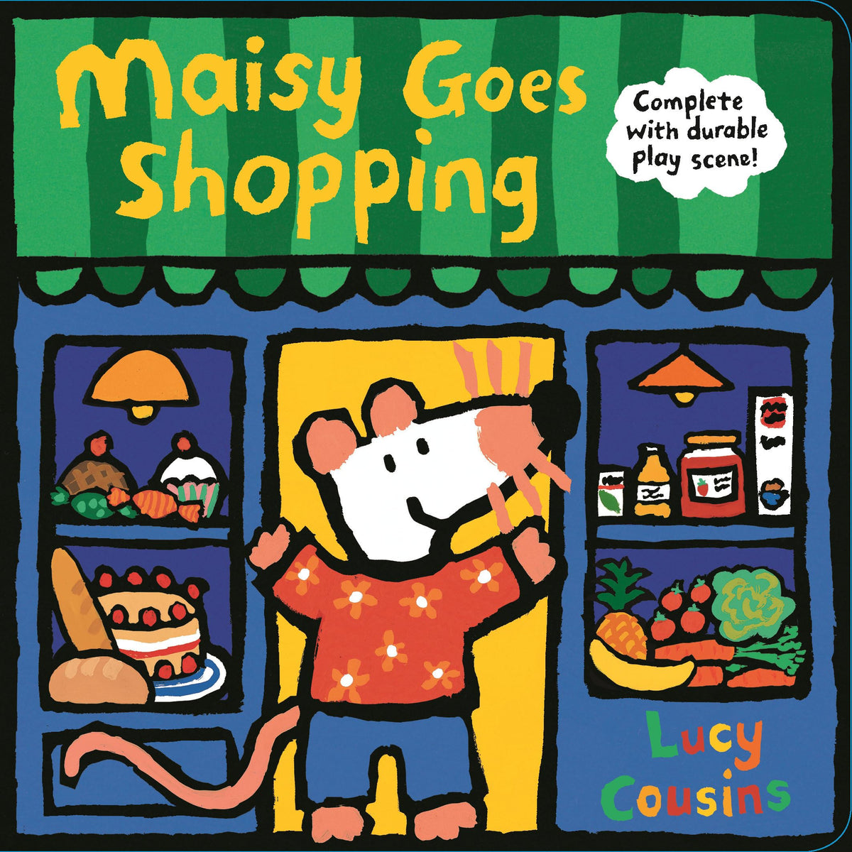 MAISY GOES SHOPPING COMPLETE WITH DURABLE PLAY SCENE A FOLD-OUT AND PLAY BOOK book cover