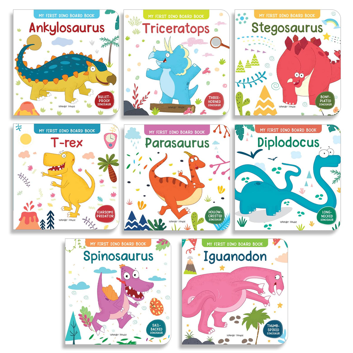 My First Dinosaur Board Books (8 Box Set) | Age 2–5 Years | Early Learning | Dino Gift Set For Kids | Preschool & Kindergarten | Latest Edition | T-Rex | Triceratops | Stego & Spino Saurus & More