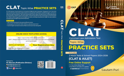 GKP CLAT 2027 Topic-Wise Practice Sets | Solved Papers of CLAT & AILET (2024–2026) | 2 Full-Length Mock Tests | Sectional Practice for Legal Aptitude, Logical Reasoning & More