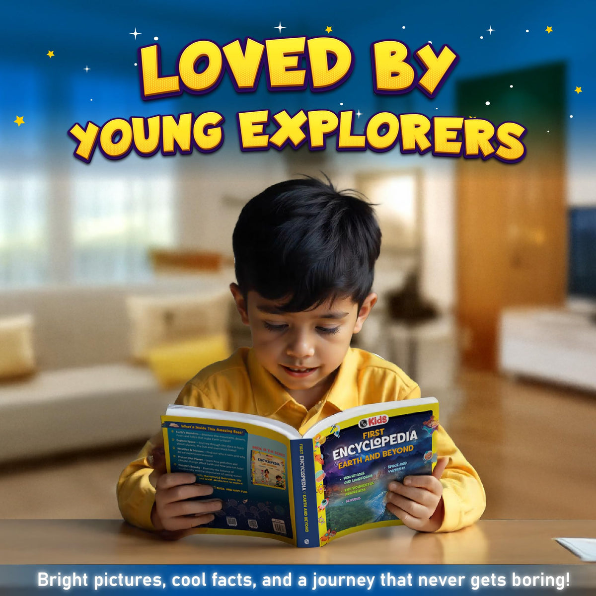First Earth and Beyond Encyclopedia Books for Kids, Explore Space to Mountains, Activity Book for 5-10 Years Old, Fun Learning Book
