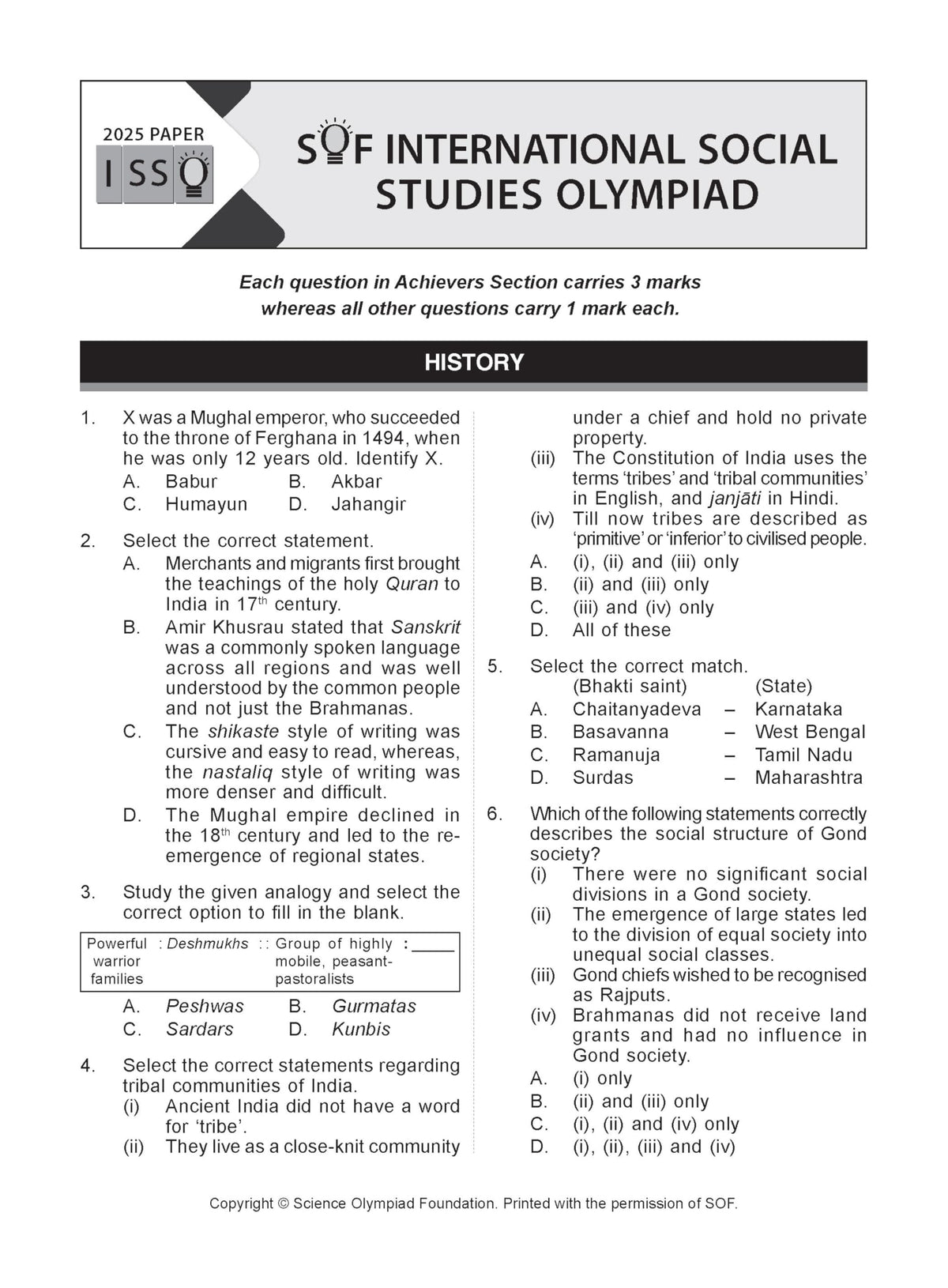 MTG International Social-Studies Olympiad (ISSO) Workbook Class 7 - Chapter-wise MCQs with Achievers Section - SOF Olympiad Books For 2026-27 Exam