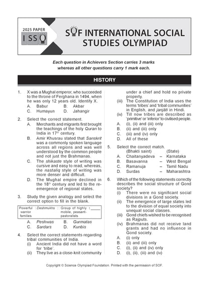 MTG International Social-Studies Olympiad (ISSO) Workbook Class 7 - Chapter-wise MCQs with Achievers Section - SOF Olympiad Books For 2026-27 Exam