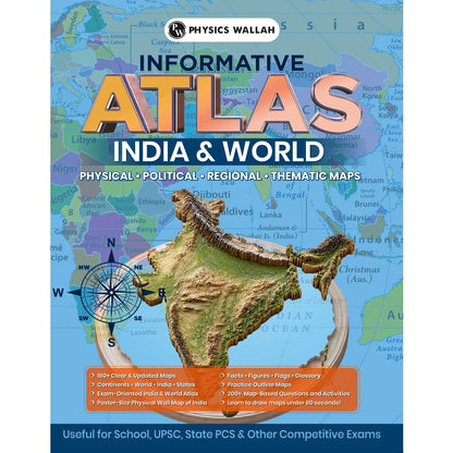 PW Informative Atlas - India & World | Physical, Political, Regional & Thematic Maps | For School Students, UPSC, State PSC & Other Competitive Exams | English Edition with Detailed Maps | Atlas Book