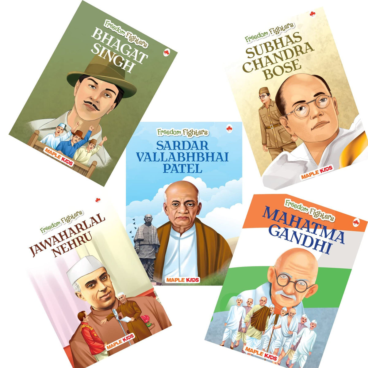 Story Books for Kids (Set of 5 Books) (Illustrated) - Indian Freedom Fighters - Biographies for Children - 6 Years to 10 Years Old - Gandhi, Patel, Nehru, Subhash Chandra Bose, Bhagat Singh