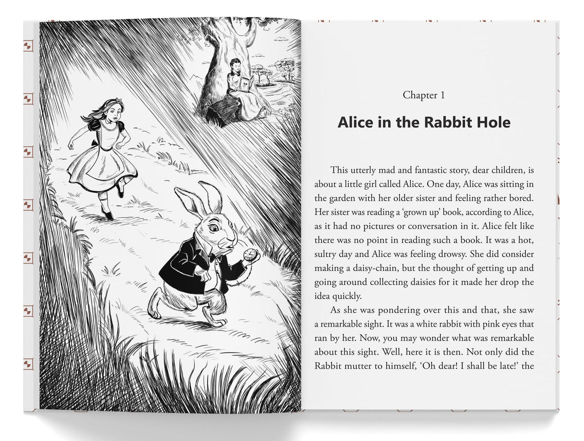 Alice in Wonderland: Illustrated Abridged Children Classics English Novel With Review Questions (Hardback)