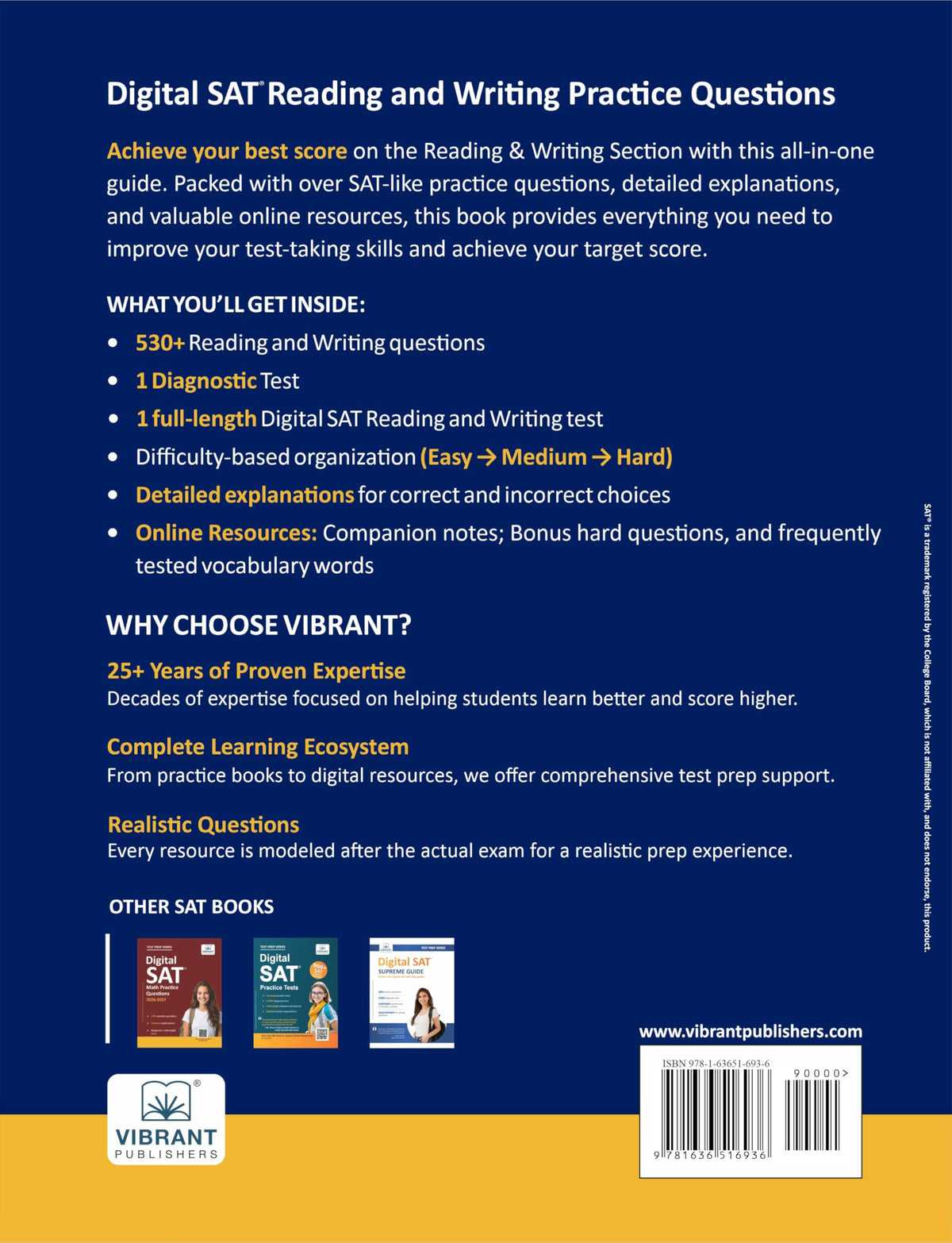 Digital SAT Reading and Writing Practice Questions: (Test Prep) 530+ Practice Questions with Detailed Explanations & a Full-Length Sectional Test to Boost Your 2026-2027 SAT Score