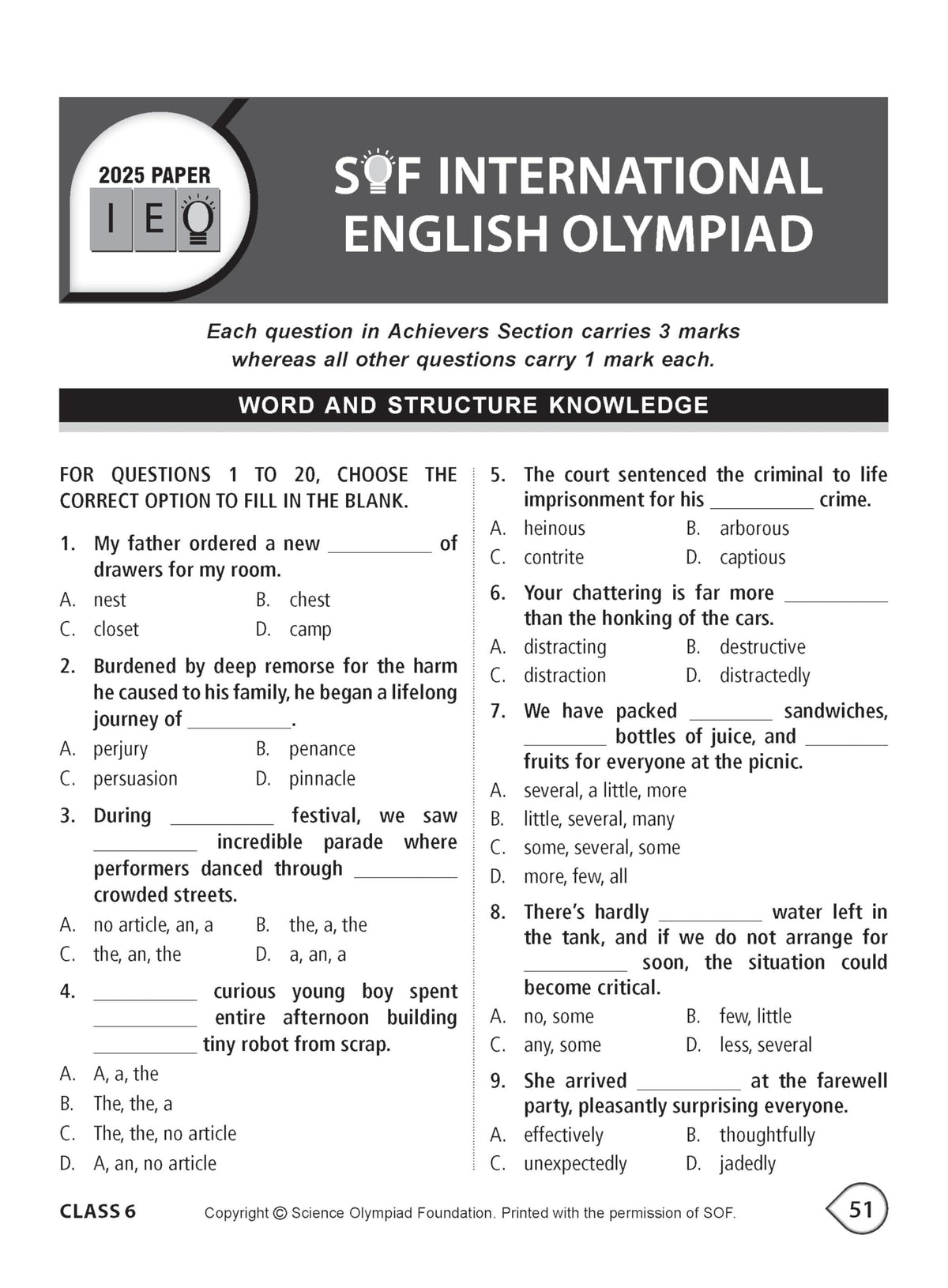 MTG International English Olympiad (IEO) Workbook Class 6 - Chapter-wise MCQs with Achievers Section - SOF Olympiad Books For 2026-27 Exam