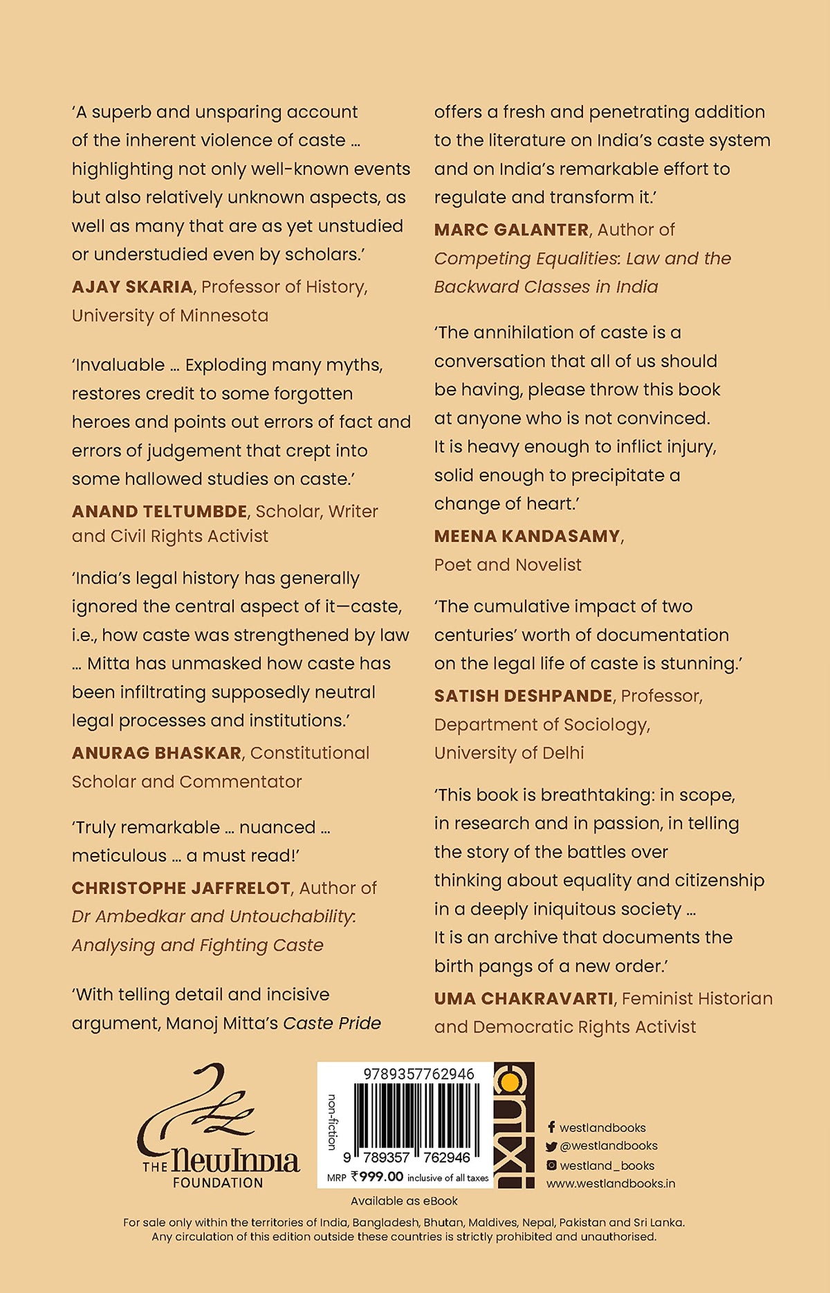 Caste Pride: Battles for Equality in Hindu India - Winner of the the Atta Galatta Bangalore Literature Festival (BLF) Book Prize 2023 for Best Non-Fiction - Winner of the Kalinga Literary Festival (KLF) Non-Fiction Book Award (2023- 2024)