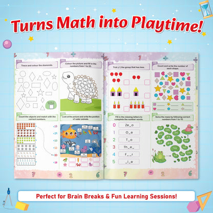 555 Maths Activity Book for Kids Ages 5-10 Years, Fun Math Puzzles, Shapes, Numbers, Brain Games & Practice Sheets, Educational Learning Workbook