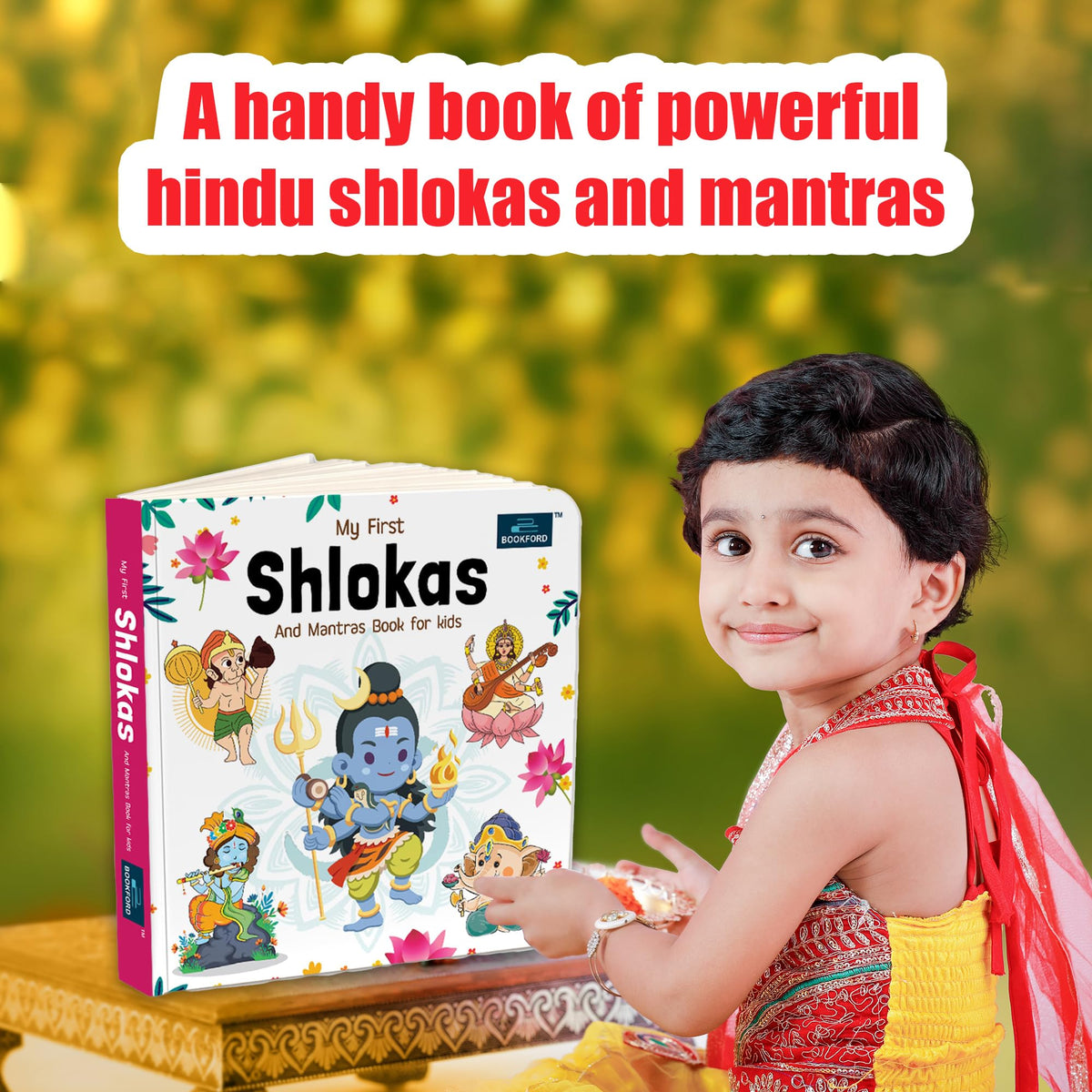 My First Shlokas and Mantras, Hanuman Chalisa for Kids | Illustrated Hindu Devotional Board Books with Meanings | Early Learning Spiritual Set - Age 2+ Years