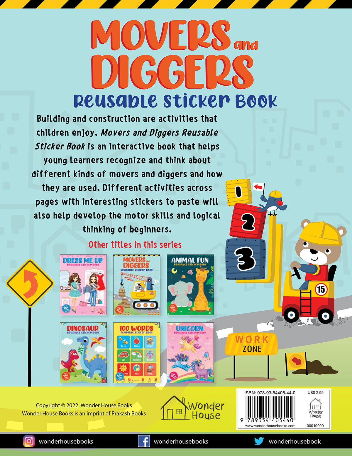 Movers and Diggers Reusable Sticker Book For Children