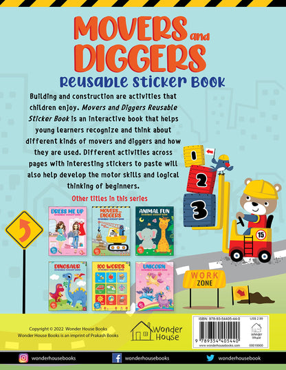 Movers and Diggers Reusable Sticker Book For Children