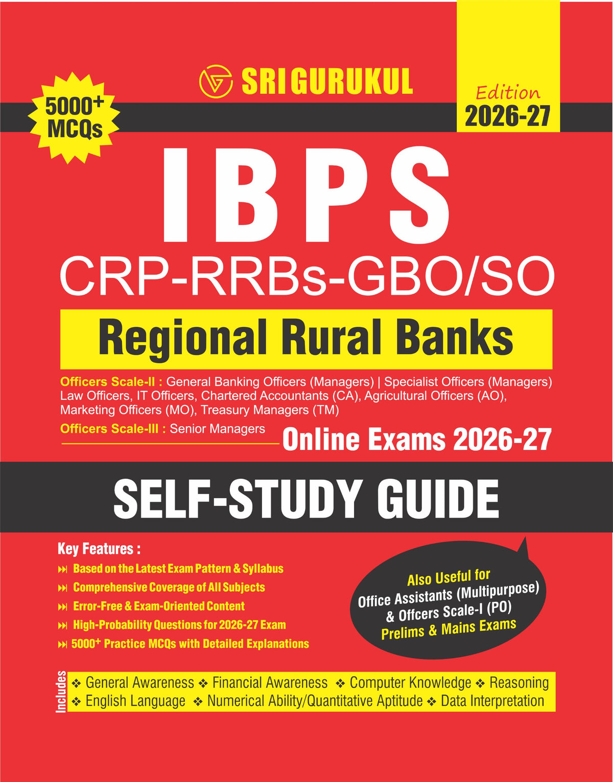 IBPS RRB GBO/SO Regional Rural Banks Self Study Guide 2026-27 | 5000+ Practice MCQs with Detailed Explanations | Cover General Banking Officers ... Assistants English Edition By Sri Gurukul