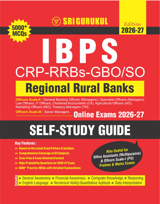 IBPS RRB GBO/SO Regional Rural Banks Self Study Guide 2026-27 | 5000+ Practice MCQs with Detailed Explanations | Cover General Banking Officers ... Assistants English Edition By Sri Gurukul