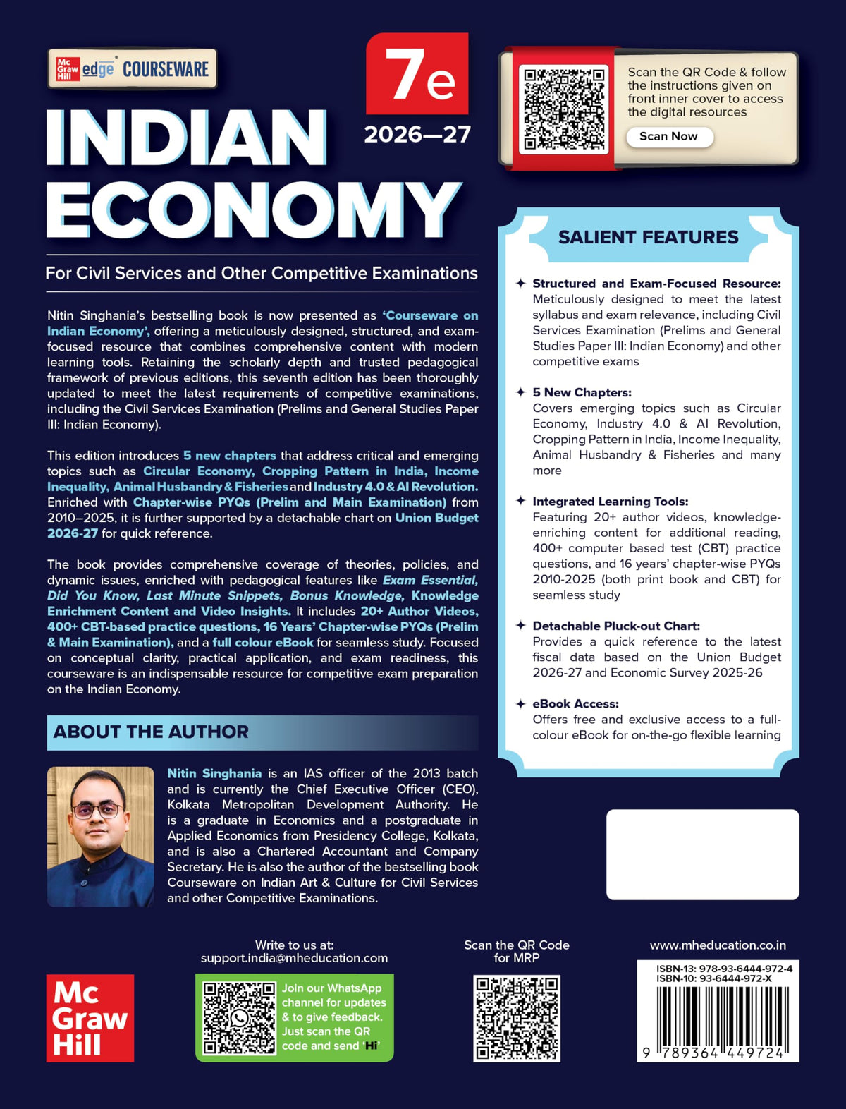 Indian Economy Courseware, 7e by IAS Nitin Singhania for UPSC 2026-27 | 16 Years' Prelims (2010-2025) & Mains PYQs (2021-2025) | 20+ Author Videos | 400+ Practice Questions | Full Colour eBook