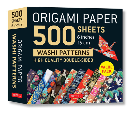 Origami Paper 500 sheets Japanese Washi Patterns 6" (15 cm): Double-Sided Origami Sheets with 12 Different Designs (Instructions for 6 Projects Included)