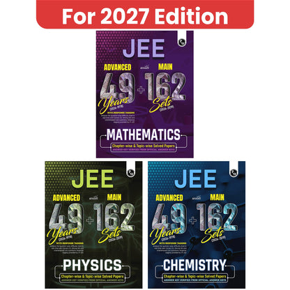 PW JEE Advanced 49 Years (2026-1978) with JEE Main 162 Sets PYQs (2026-2019) Physics, Chemistry, Maths Combo Set of 3 | Chapterwise and Topicwise Solved Papers For JEE 2027 Exams