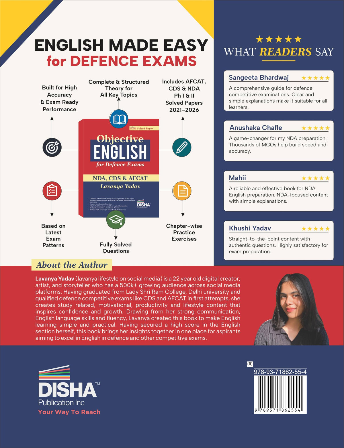 Disha Objective English for Defence Exams - NDA, CDS & AFCAT | For 2026 Exams | Includes PYQs | Fully Solved